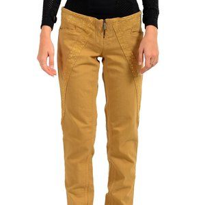 Just Cavalli Women's Beige Embellished Straight Leg Pants US 26 IT 40
